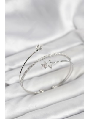 Prativas Yıldızlı Model Pirinç Gümüş Renk Kadın Bileklik - PRT3500EB10109