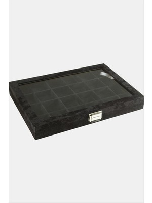 Tkçbj 24 Bölmeli Cam Kapaklı Anfora Kumaş Sunum Tablosu 24*34 cm Tkçbj