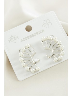 Tkçbj Oval Inci Metal Küpe Tkçbj