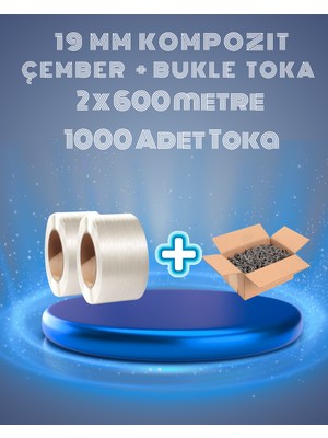 Dalpak Ambalaj 19 mm Beyaz Kompozit Lifli Çember 2'li ve Bukle Toka