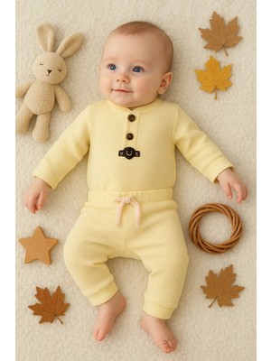 Waffle Çıtlı Düğmeli 2'li Mevsimlik Takım