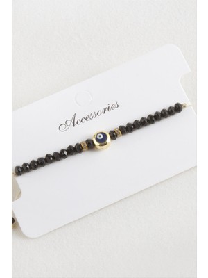 Tkçbj Nazar Kristal Makrome Ip Bileklik 6 mm Tkçbj