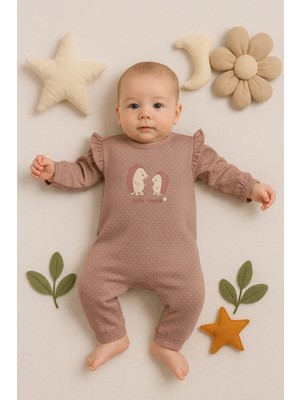 Kirpi Nakışlı % 100 Pamuk Kız Bebek Tulum