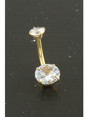Tkçbj Yuvarlak Zirkon Taşlı Çelik Piercing 1 Adet Tkçbj