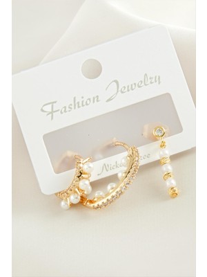 Tkçbj 3 Adet Dorika Inci Zirkon Taşlı Küpe Tkçbj