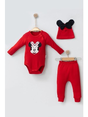 Mickey Desenli Şapkalı 3'lü Erkek Bebek Takımı