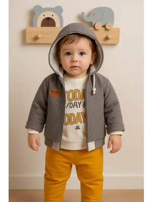 Erkek Bebek Today Baskılı Yağmurluk 3'lü Takım
