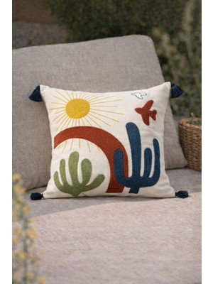 Shopyteks Kaktüs Motifli Dekoratif Kırlent Kılıfı (Iç Dolgusuz)