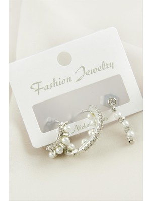 Tkçbj 3 Adet Dorika Inci Zirkon Taşlı Küpe Tkçbj