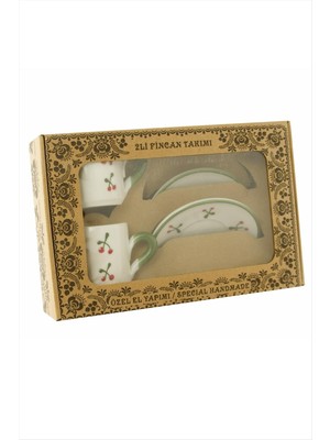 Tkçbj Kiraz Desenli Seramik Ikili Fincan Takımı Tkçbj