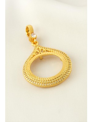 Tkçbj Yarım Altın Koyulabilir Taşlı Kolye Ucu Tkçbj