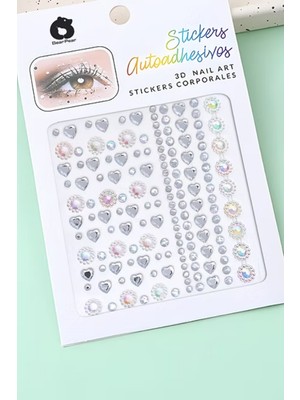 Gümüş  Yuvarlak ve Kalp Model Kız Çocuk Yüz ve Tırnak Sticker