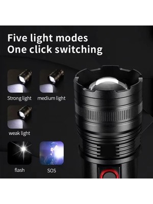 EkoAlışverişDünyam Taktik LED El Feneri 2000M, Güçlü Uzun Menzilli LED El Feneri XA-B702 (5510)