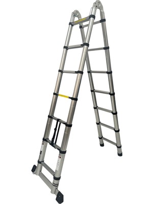 Daimer 2.2+2.2 Metre Çift Taraflı Alüminyum Teleskopik 7+7 (14) Basamaklı Merdiven