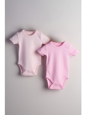 Bondberro 2'li Takım Bebek ve Çocuk Çıtçıtlı Body Zıbın Pembe / Şeker Pembe