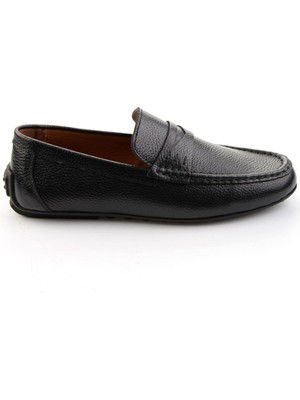 Bambi Siyah Hakiki Deri Erkek Loafer Ayakkabı E01547011240
