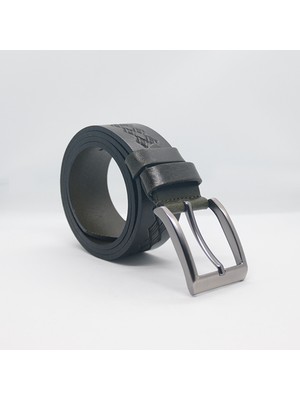 Paşala Leather Hakiki Deri Erkek Spor Kemer Yeşil (Haki) 4 cm Cildi Baskılı Dayanıklı Tokalı Kutulu Teslimat
