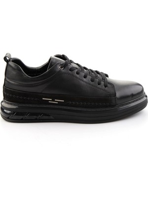 Bambi Siyah Hakiki Deri Erkek Sneaker E01080226343