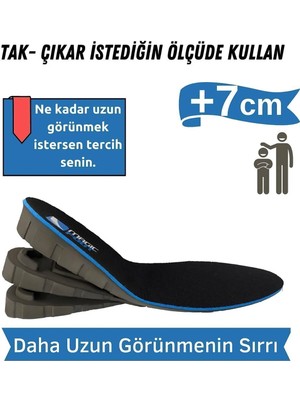 Özgürce 7 cm Boy Uzatıcı Tabanlık, Gizli Topuk Yükseltici, Ünisex, Konforlu