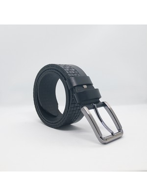 Paşala Leather Hakiki Deri Erkek Spor Kemer Siyah 4 cm Cildi Baskılı Dayanıklı Tokalı Kutulu Teslimat