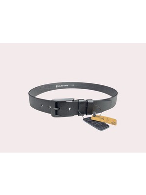 İstanbul Belt Siyah Erkek Deri Kemer – Tek Kat Kalın Deri – Mat Koyu Tokalı – 4 cm