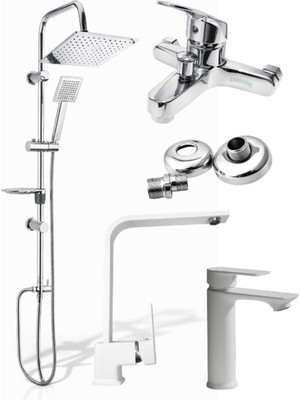 4lü Tüm Ev Batarya Seti Banyo - Mutfak -Lavabo Bataryası ve Duş Sistemi