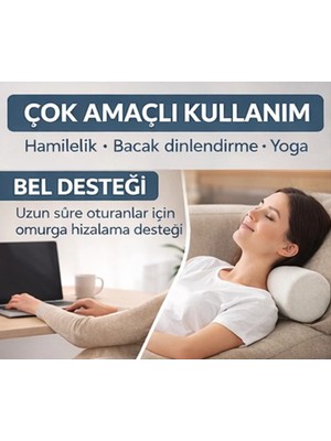 Chaprin Visco Ortopedik Çok Amaçlı Silindir Yastık – Boyun, Bel ve Bacak Destekli Rulo Yastık