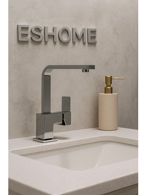 2 Yıl Garantili Şık Tasarım Kare Banyo Lavabo Bataryası Musluğu Krom