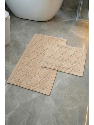 Kapadokya Yumuşacık, Süper Emici 2'li 100% Pamuk Ultra Lüks Banyo Paspası Seti Maça Kızı Modeli