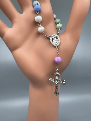 Yada Unique 7 mm Renkli Kristal Vaftiz Hediyesi Mini Katolik Tesbih – 5’li Set