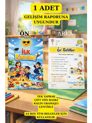 Emtory Home 20 Adet - Ilk Karnem Gelişim Raporu Uyumlu Altlık Dosyalama - Karne Kılıfı No4