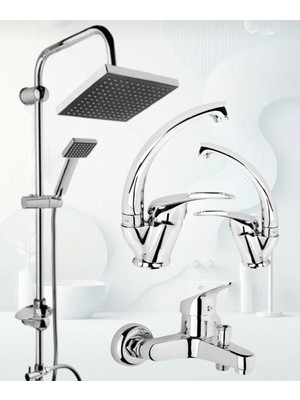 Robot Duş Seti Mix Takım Evye-Lavabo-Banyo Bataryası 4 Lü Set