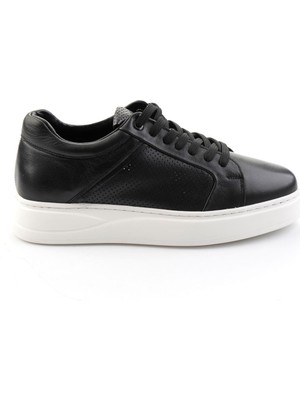Bambi Siyah Hakiki Deri Erkek Sneaker E01593027203