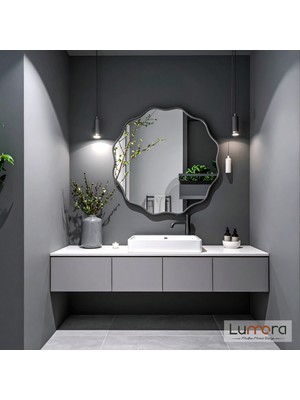 Lumora Mirror Design Envara Modern Antrasit Boyalı Mdf Çerçeveli Dekoratif Ayna