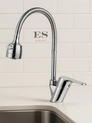 360 Derece Dönebilir - Bükülebilir Hareketli Borulu Mutfak Eviye Bataryası Lavabo Musluğu