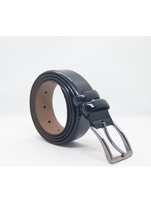 Paşala Leather Hakiki Deri Erkek Klasik Kemer Siyah Rugan 3,5 cm Çift Kat Deri Dayanıklı Tokalı Kutulu Teslimat