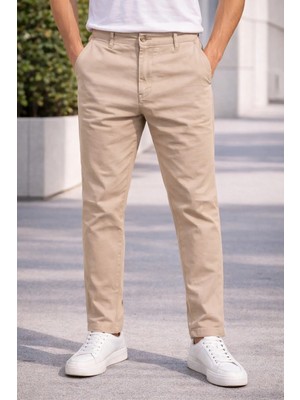 İnce Moda Giyim Erkek Slim Fit Chino Kemerli Klasik Kumaş Pantolon