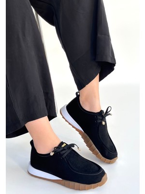 Shemard Sier Siyah Süet Bağcıklı Spor Ayakkabı