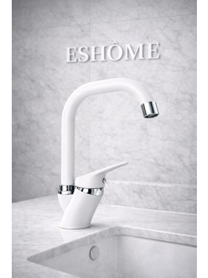 Beyaz Krom Köşe Borulu Banyo Lavabo Bataryası Musluğu