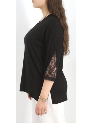 Tunicom Büyük Beden Kolları Dantelli Bluz