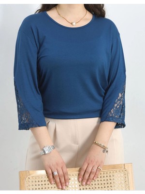 Tunicom Büyük Beden Kolları Dantelli Bluz