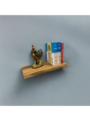 Mobilyacın Ahşap Orijinal Ceviz Dekoratif Tekli Uçan Raf 15X30