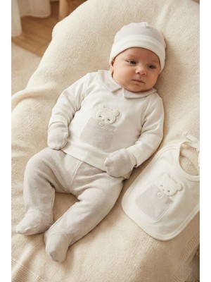 Zeynuko Erkek Bebek Cepli Ayıcık 5'li Yenidoğan Hastane Çıkışı Zıbın Seti