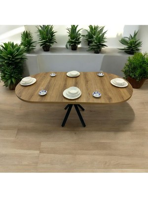 Mobilyacın Oval Yemek Masası 6 Kişilik 160 x 90 Ceviz