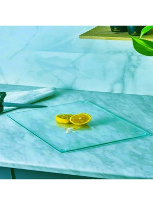 Paşabahçe Şeffaf Temperli Cam Kesme Tahtası, Kesme Tablası Antibakteriyal, Sunum Tahtası 27 / 36 cm