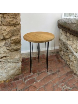 Mobilyacın Masif Panel Ahşap Yan Sehpa Firkete Ayaklı