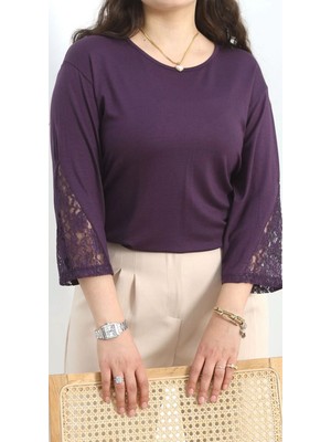 Tunicom Büyük Beden Kolları Dantelli Bluz