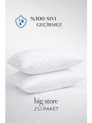 Hig Store 2 Adet Kapitone %100 Sıvı Su Geçirmez Yastık Alezi 50X70 Ebat Kapaklı