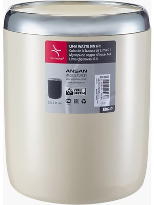 Hype Store Lima Krom Dekorlu Çöp Kovası, Bej