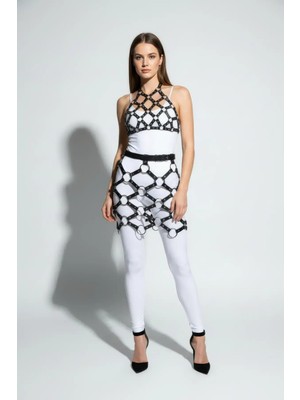 İlk El Grup Ieg™ Siyah Etek Metal Halka Detaylı Etek Suni Deri Etek Kafes Yapılı - BRF1289